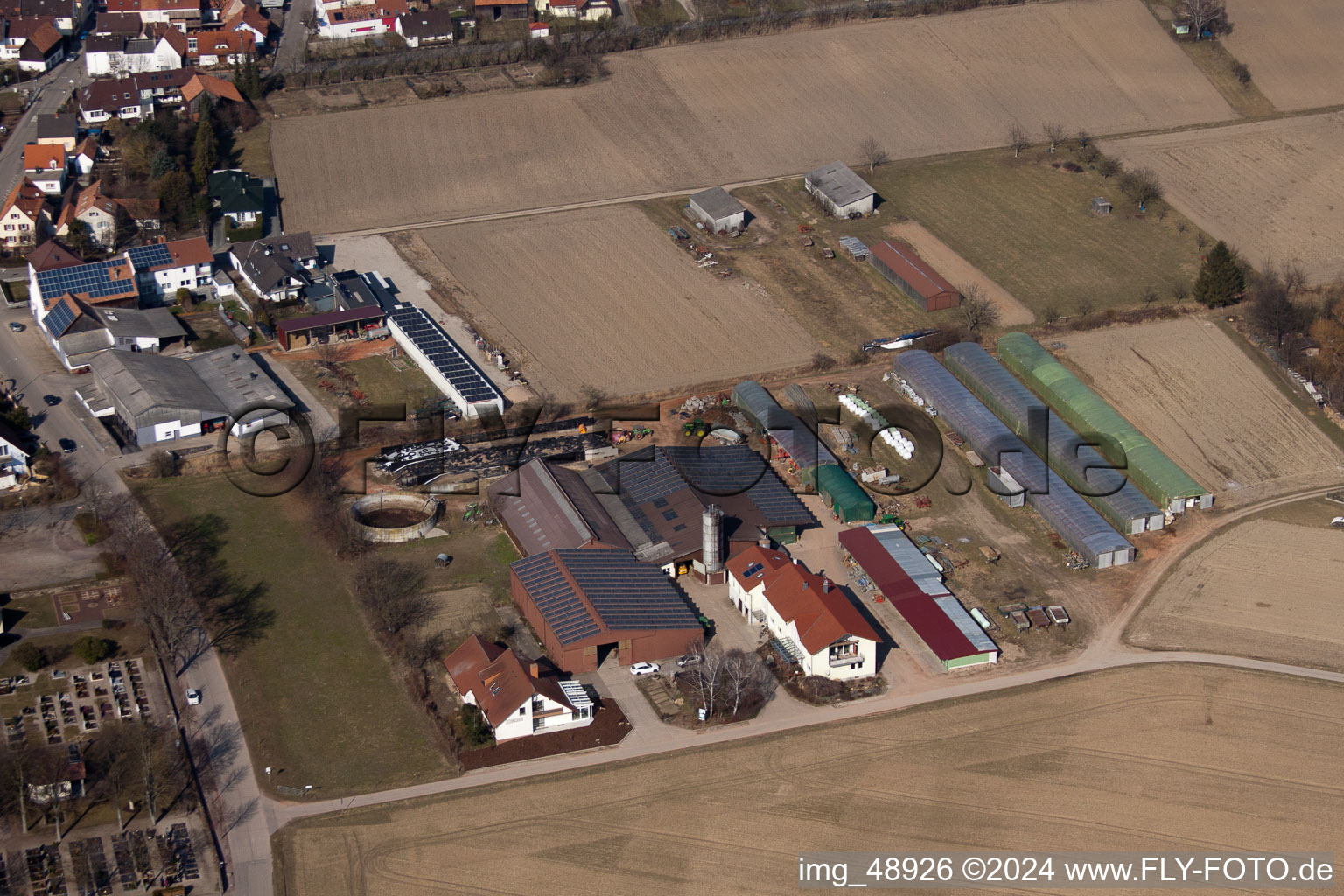 Oblique view of Blacksmith's yard in Neupotz in the state Rhineland-Palatinate, Germany