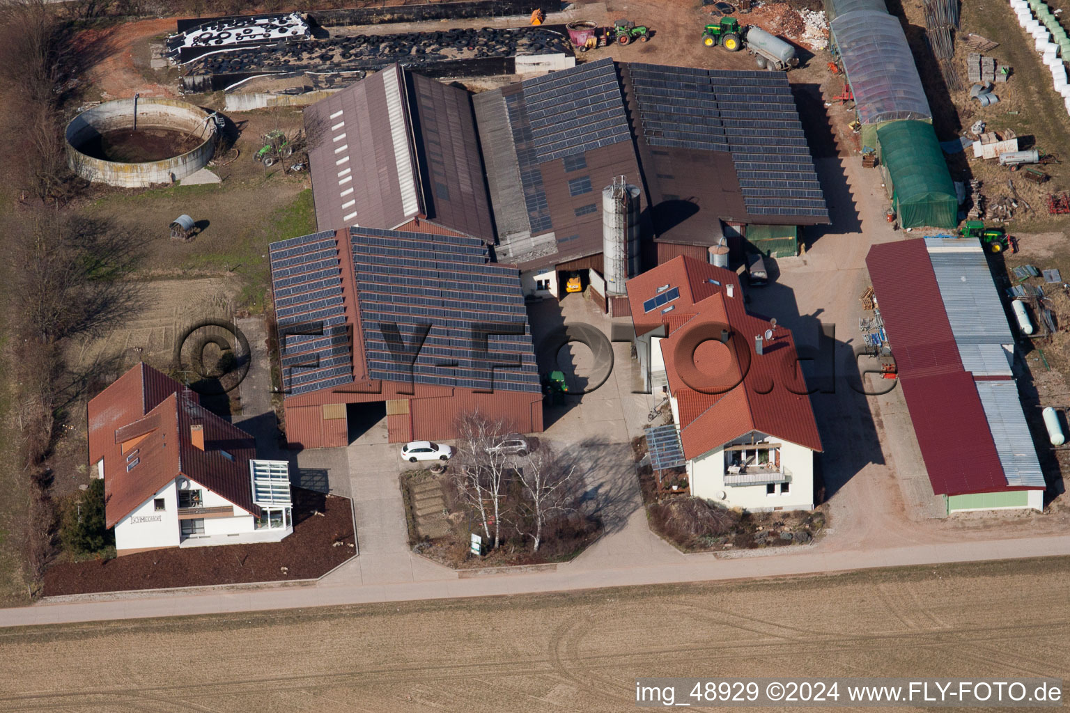 Blacksmith's yard in Neupotz in the state Rhineland-Palatinate, Germany out of the air