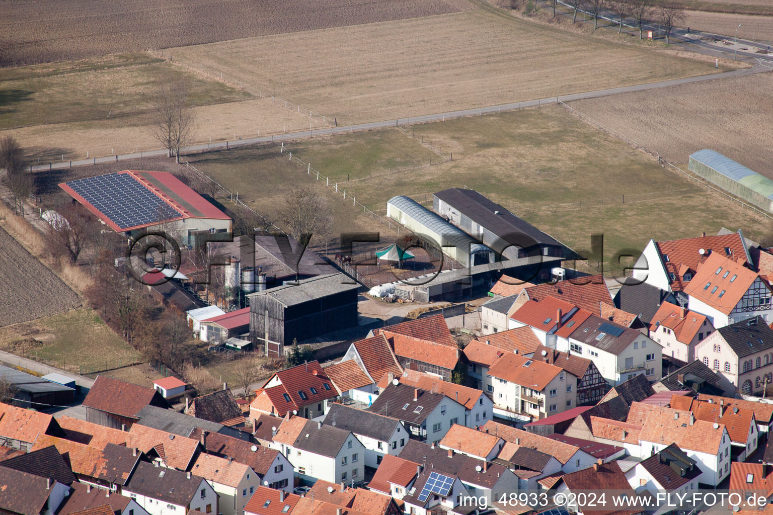 Neupotz in the state Rhineland-Palatinate, Germany viewn from the air