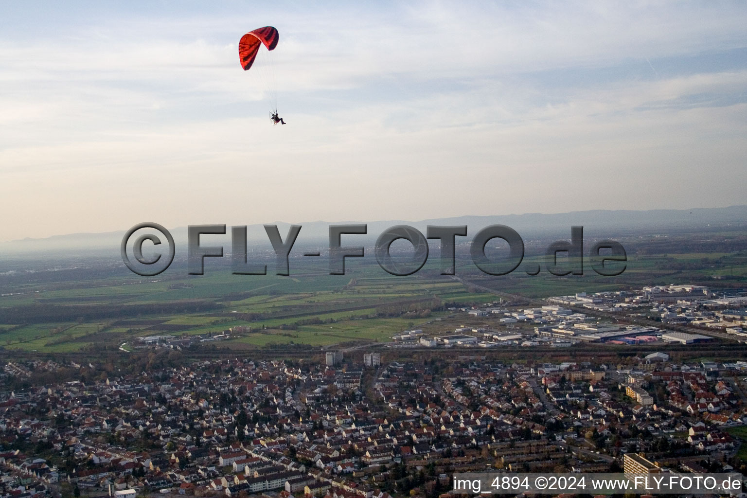 From the east in Hockenheim in the state Baden-Wuerttemberg, Germany