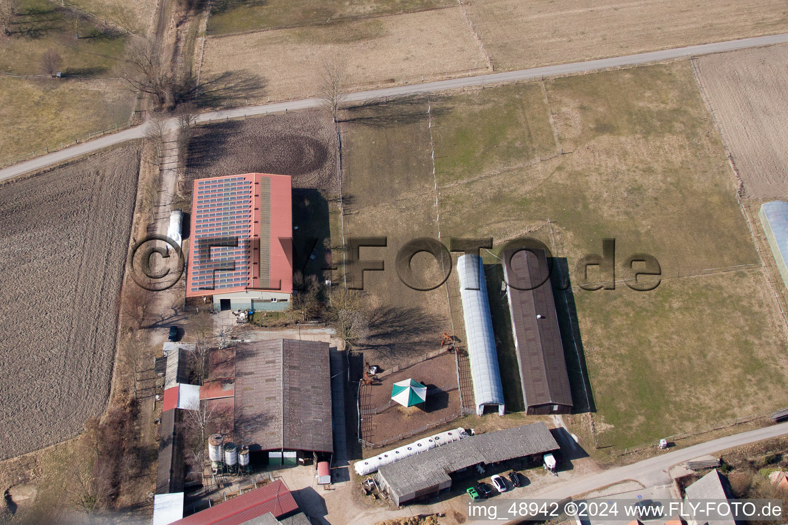 Neupotz in the state Rhineland-Palatinate, Germany seen from a drone