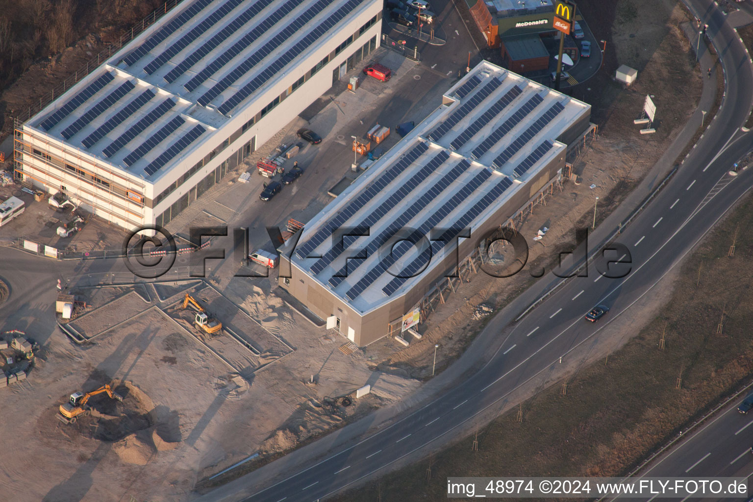 Bird's eye view of Maximilian Center II in the district Maximiliansau in Wörth am Rhein in the state Rhineland-Palatinate, Germany