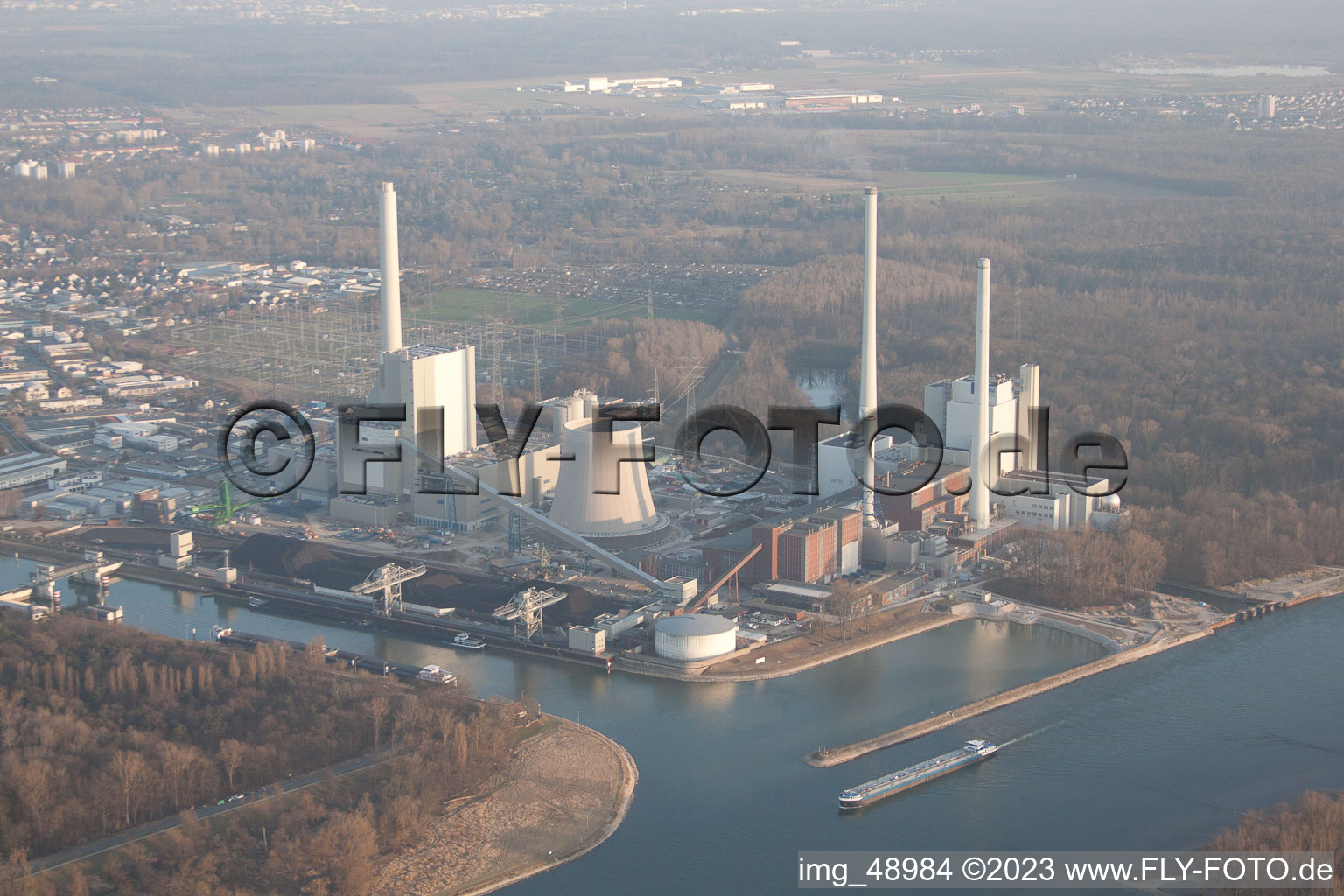 Aerial photograpy of ENBW new building in the district Rheinhafen in Karlsruhe in the state Baden-Wuerttemberg, Germany