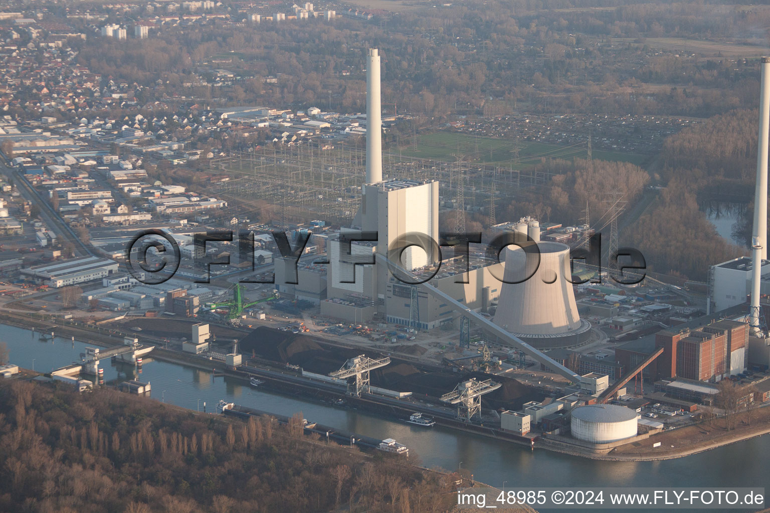 Oblique view of ENBW new building in the district Rheinhafen in Karlsruhe in the state Baden-Wuerttemberg, Germany