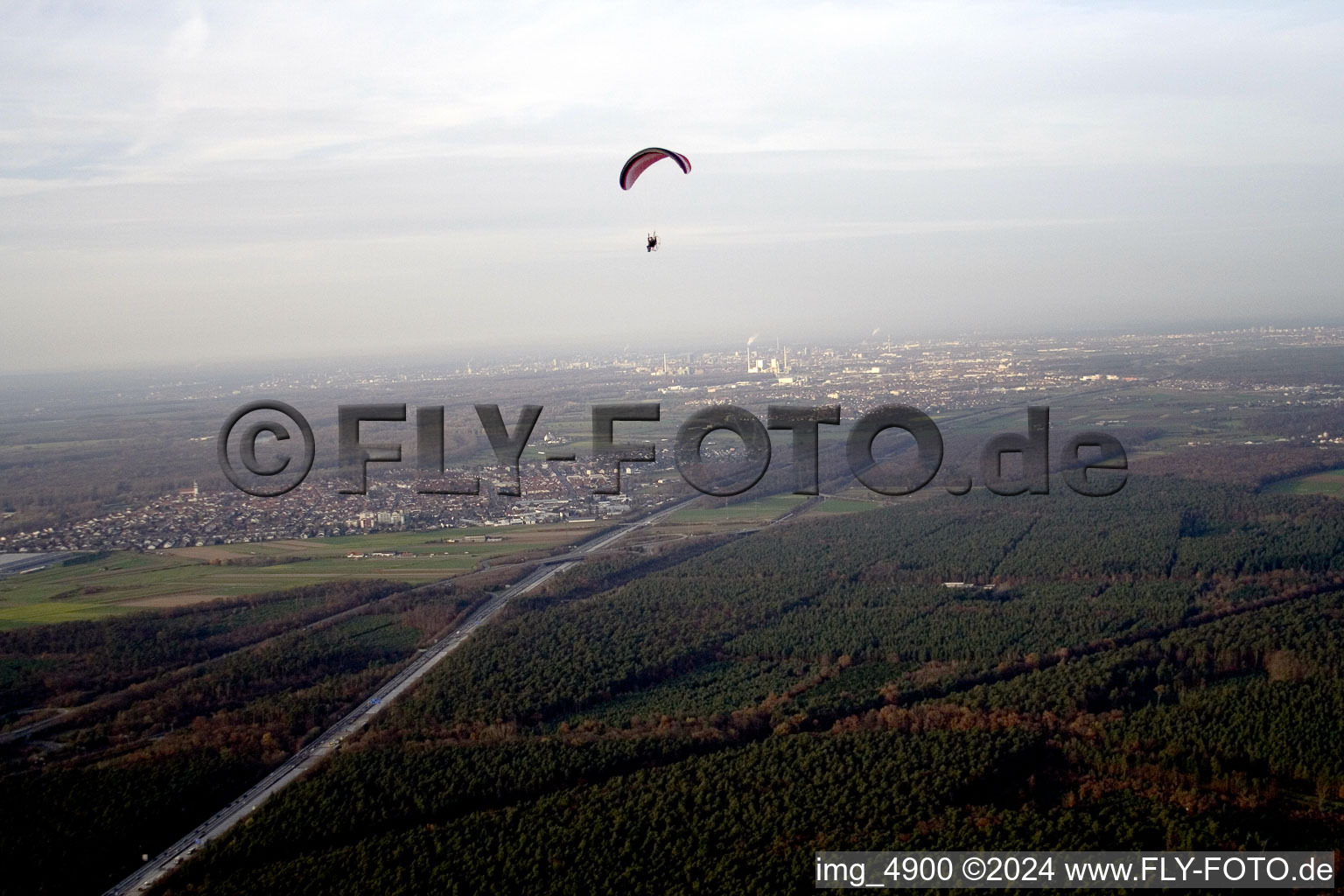 Aerial view of From the south in Ketsch in the state Baden-Wuerttemberg, Germany