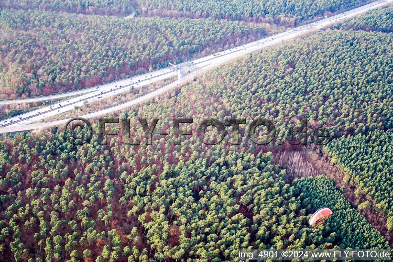 Aerial photograpy of Motorway exit in Hockenheim in the state Baden-Wuerttemberg, Germany