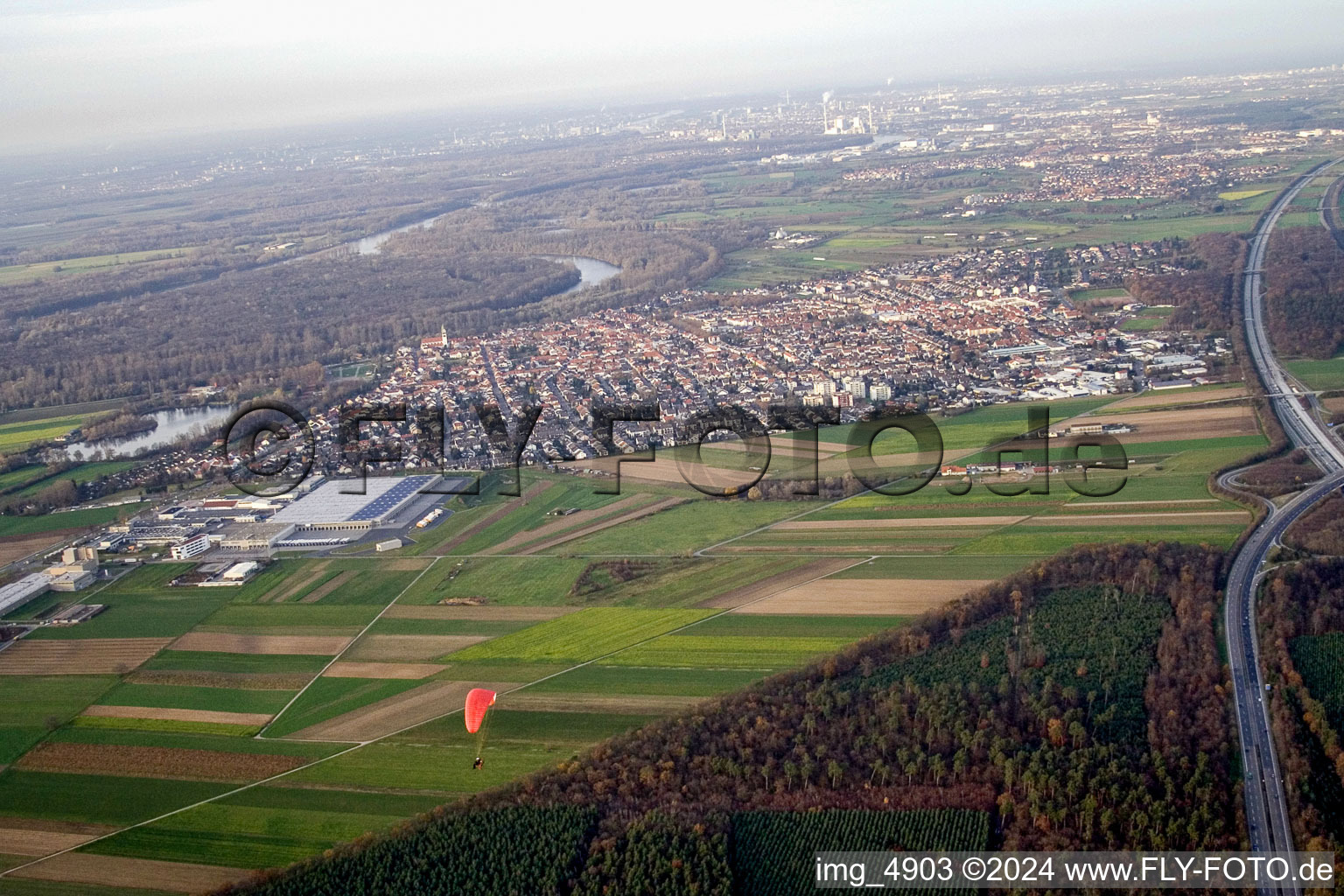 From the southeast in Ketsch in the state Baden-Wuerttemberg, Germany