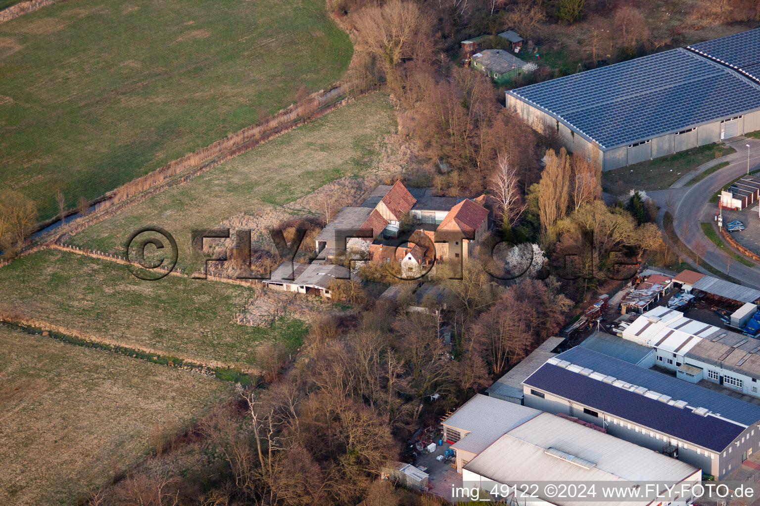 Bird's eye view of District Minderslachen in Kandel in the state Rhineland-Palatinate, Germany