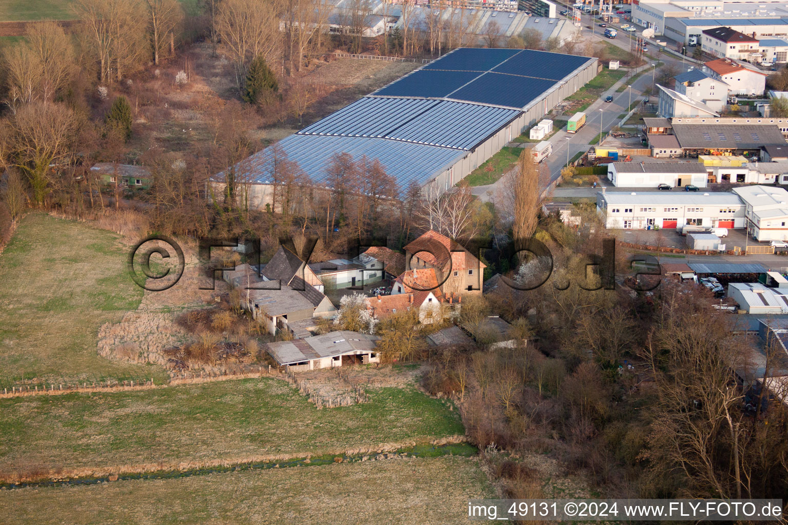 District Minderslachen in Kandel in the state Rhineland-Palatinate, Germany viewn from the air