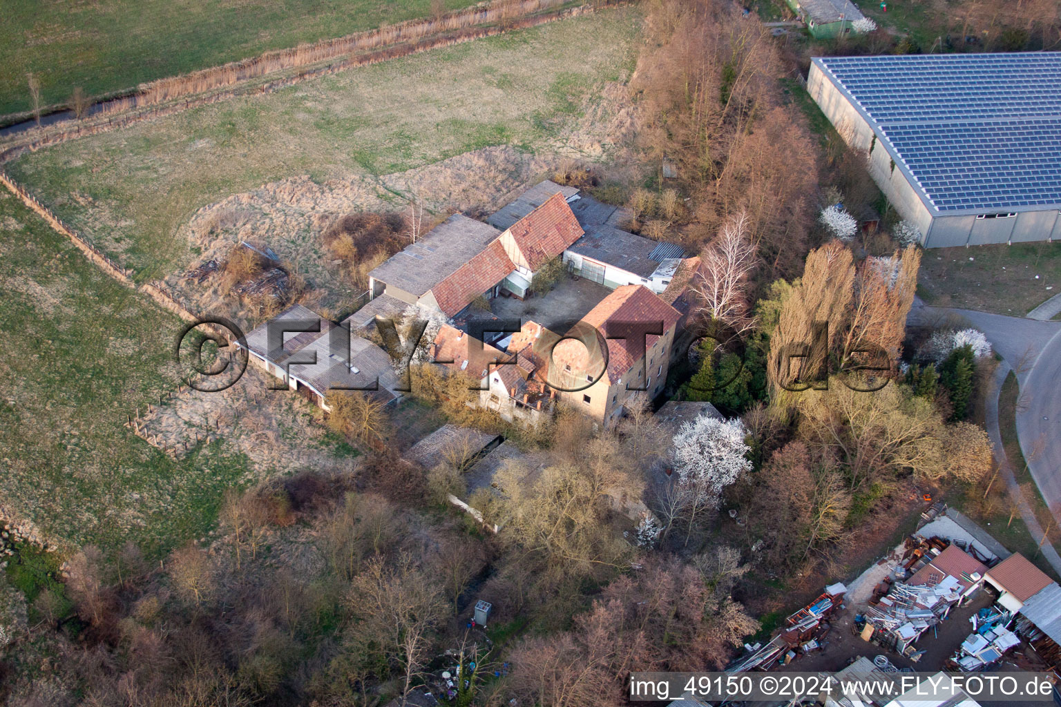 Drone recording of District Minderslachen in Kandel in the state Rhineland-Palatinate, Germany