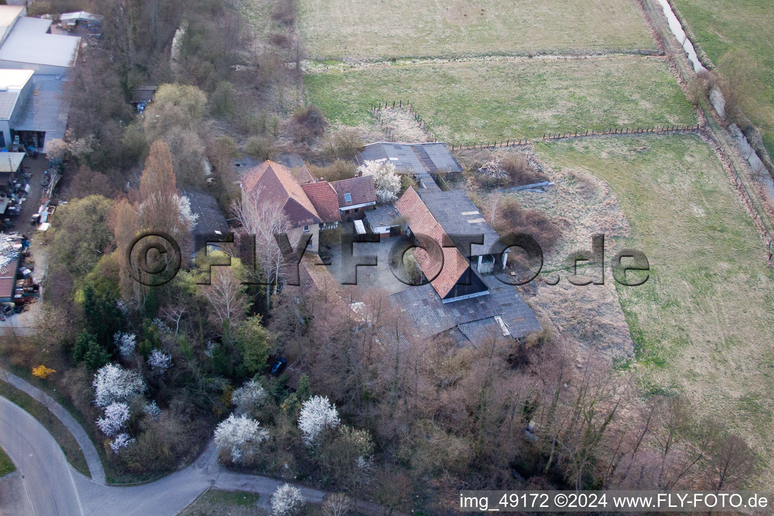 District Minderslachen in Kandel in the state Rhineland-Palatinate, Germany from the drone perspective