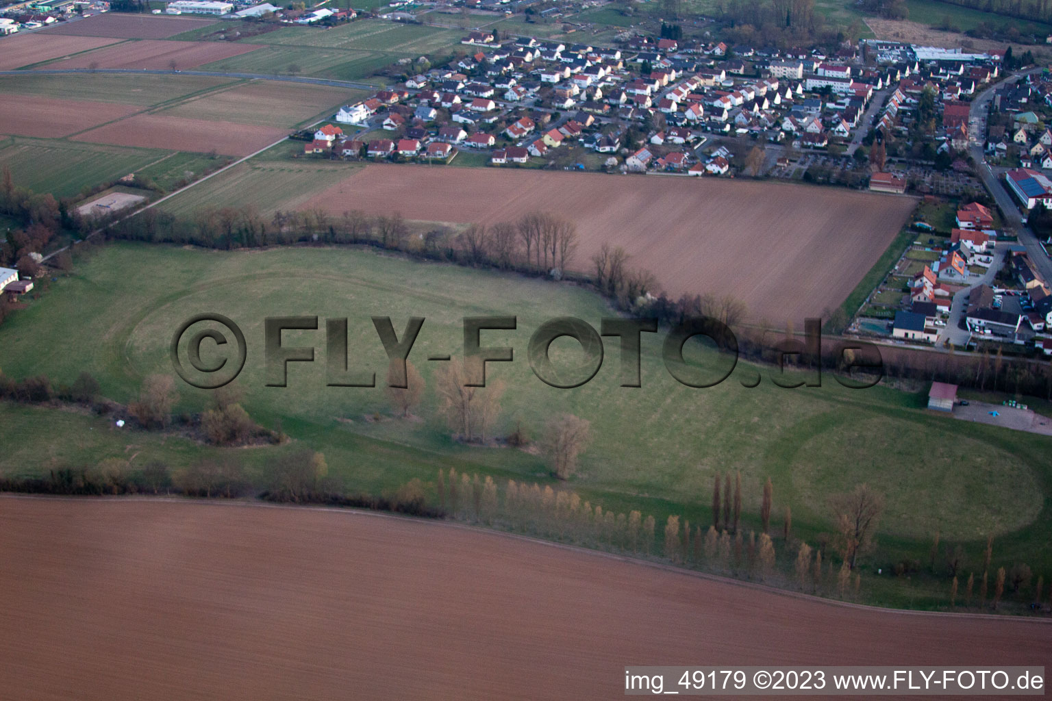 Oblique view of Racetrack in the district Billigheim in Billigheim-Ingenheim in the state Rhineland-Palatinate, Germany