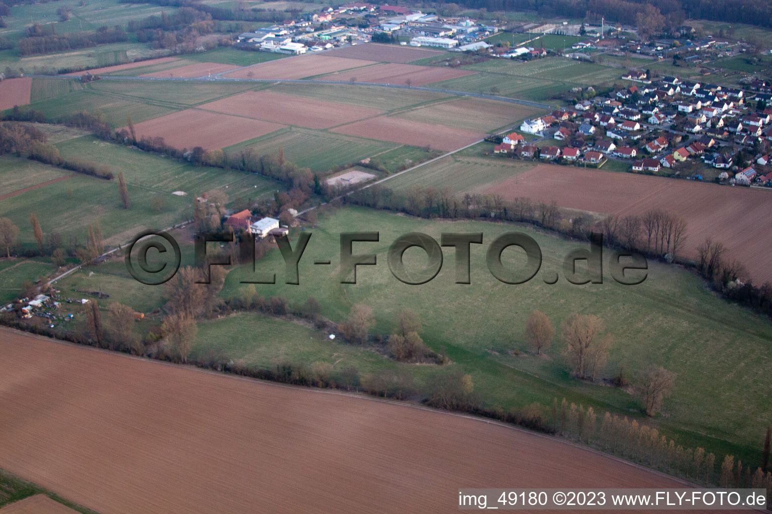 Racetrack in the district Billigheim in Billigheim-Ingenheim in the state Rhineland-Palatinate, Germany from above