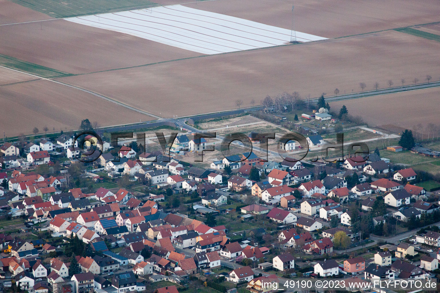 New development area east in Minfeld in the state Rhineland-Palatinate, Germany