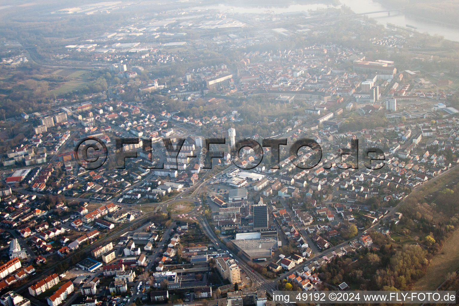 Drone recording of Germersheim in the state Rhineland-Palatinate, Germany