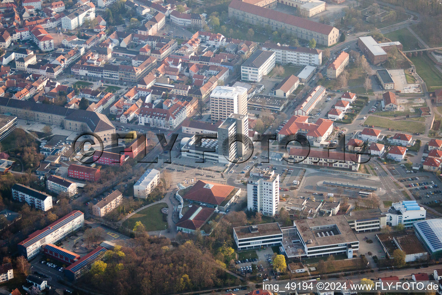 Aerial view of Germersheim in the state Rhineland-Palatinate, Germany