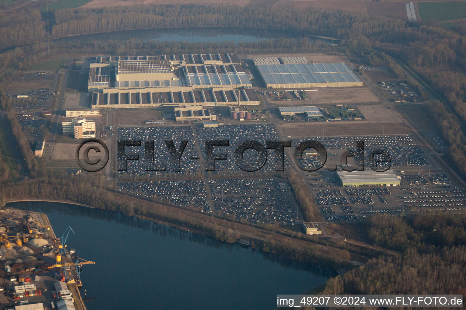 Aerial view of Island Green, Daimler GLC in Germersheim in the state Rhineland-Palatinate, Germany