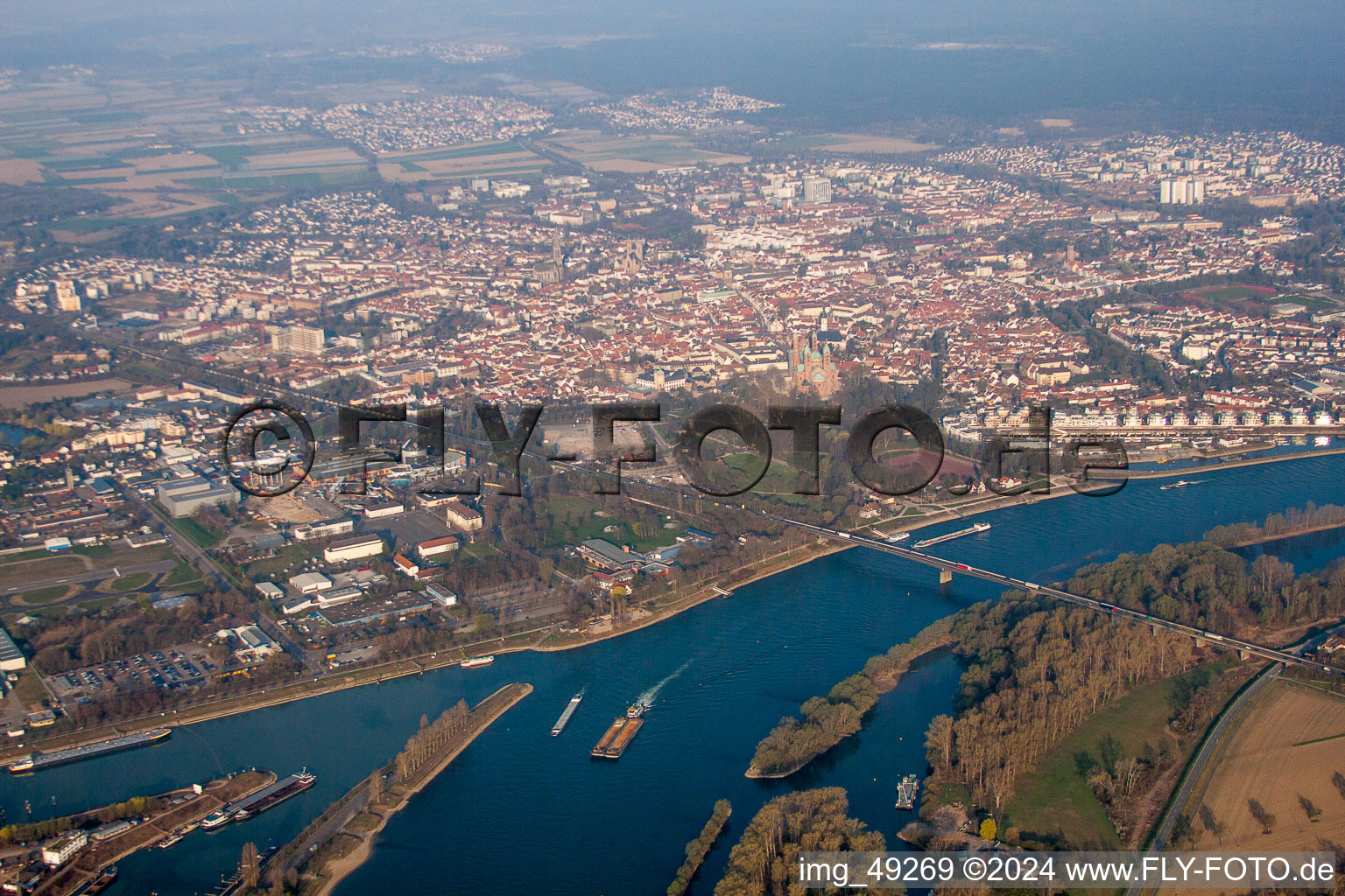 Aerial view of From the southeast in Speyer in the state Rhineland-Palatinate, Germany