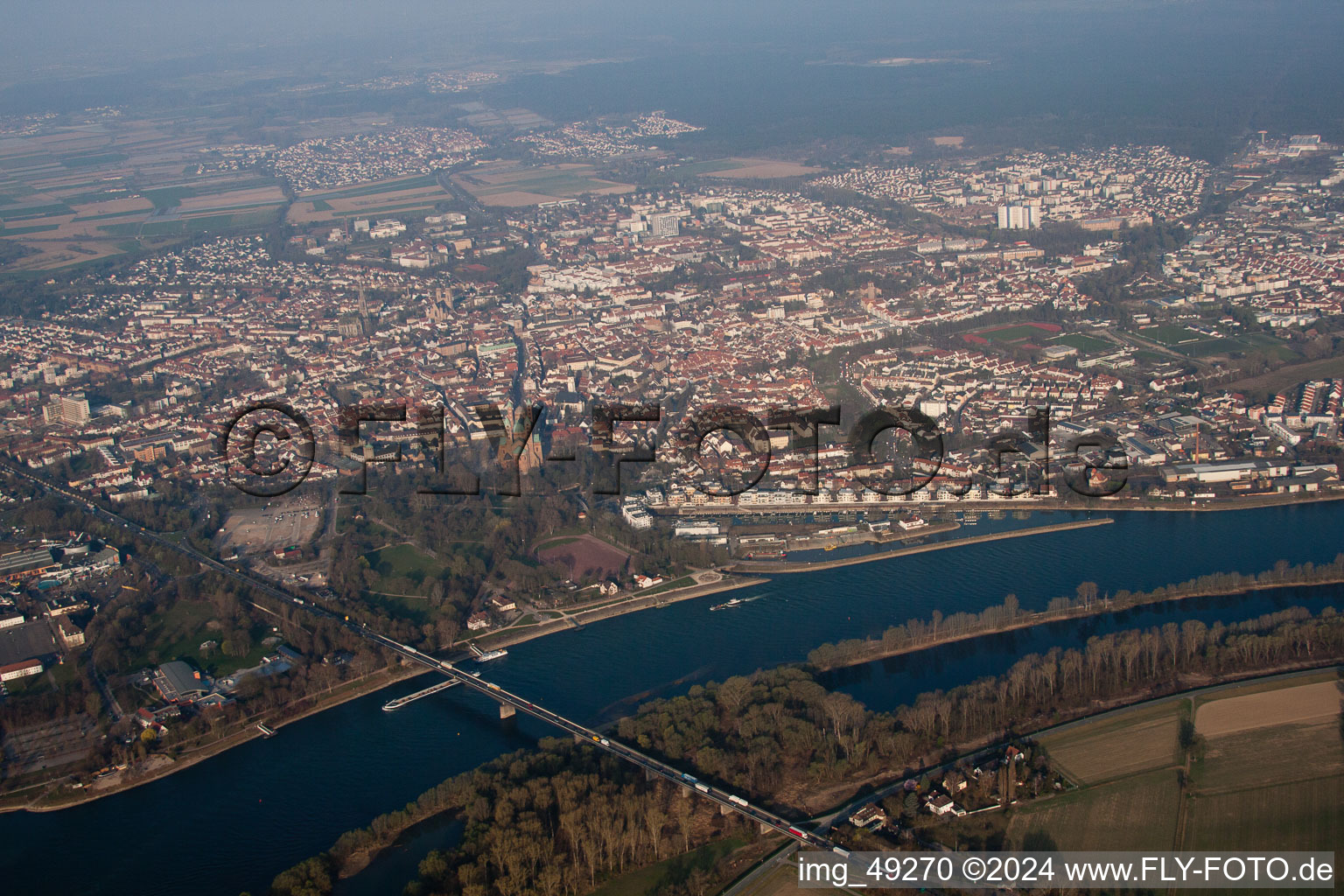 Aerial photograpy of From the southeast in Speyer in the state Rhineland-Palatinate, Germany