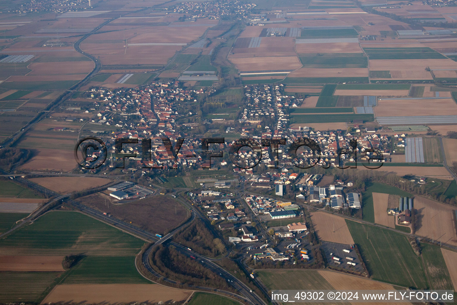 Drone image of Harthausen in the state Rhineland-Palatinate, Germany