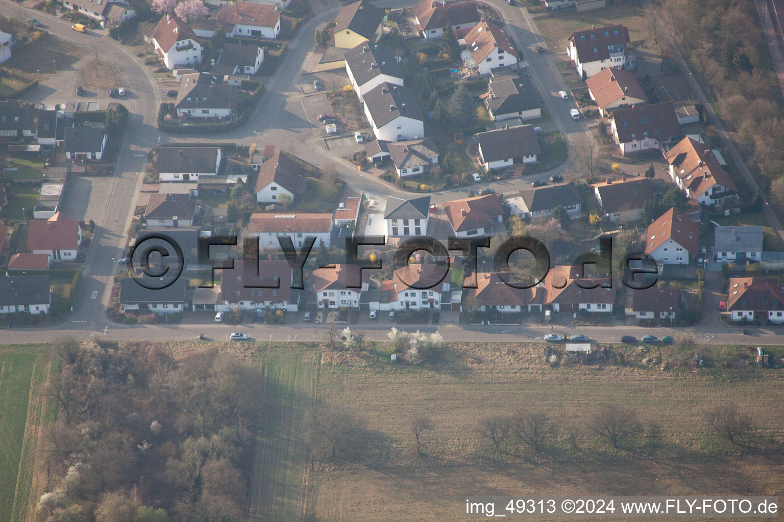 Lingenfeld in the state Rhineland-Palatinate, Germany from a drone