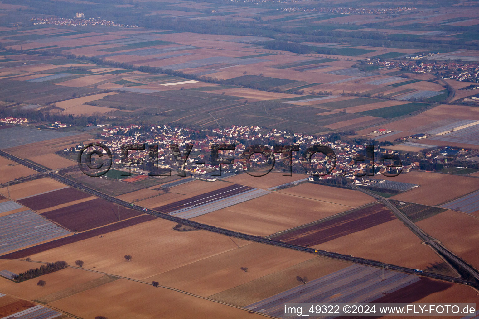 Drone image of Weingarten in the state Rhineland-Palatinate, Germany