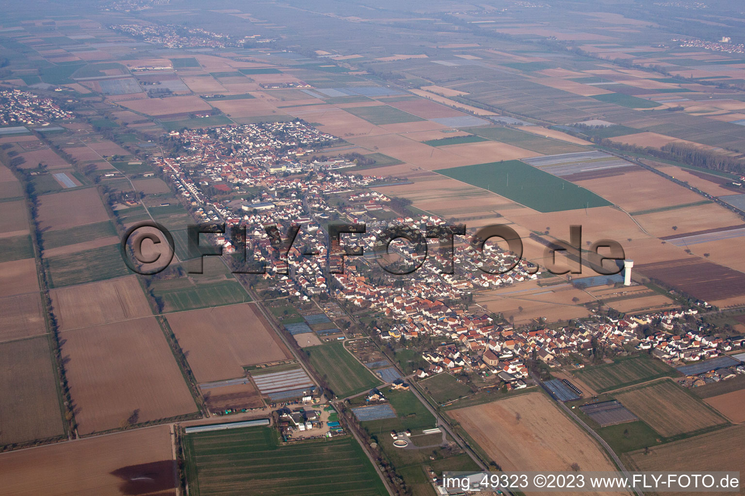 Lustadt in the state Rhineland-Palatinate, Germany from above