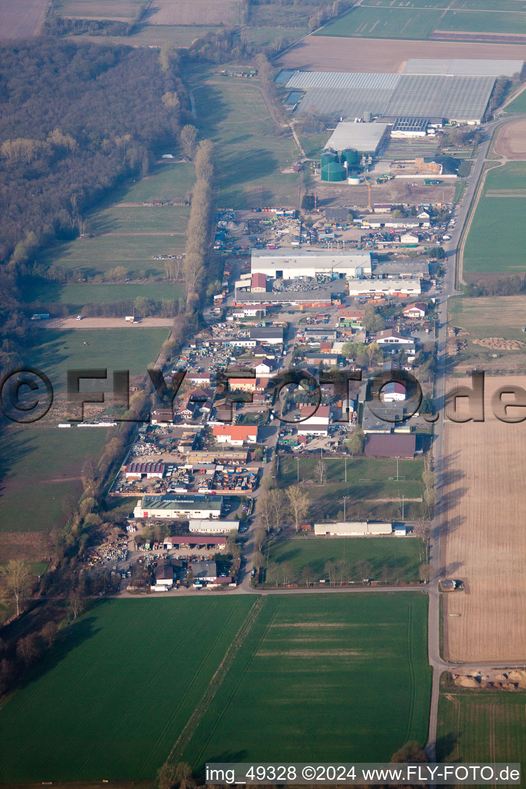 Lustadt in the state Rhineland-Palatinate, Germany seen from above