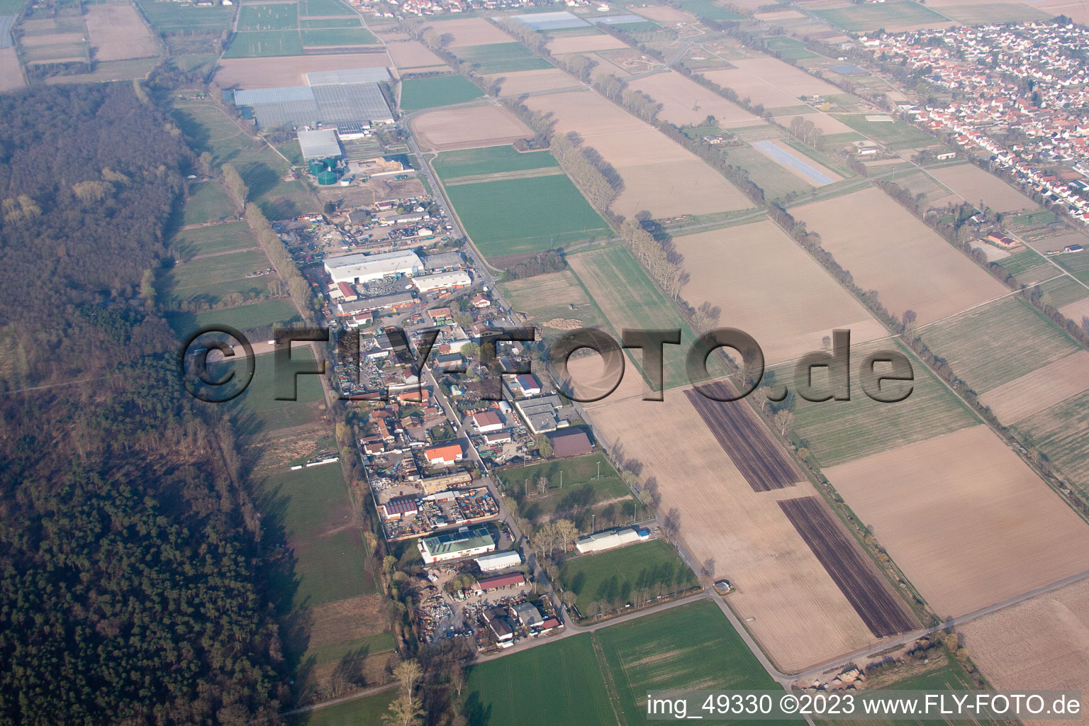 Bird's eye view of Lustadt in the state Rhineland-Palatinate, Germany