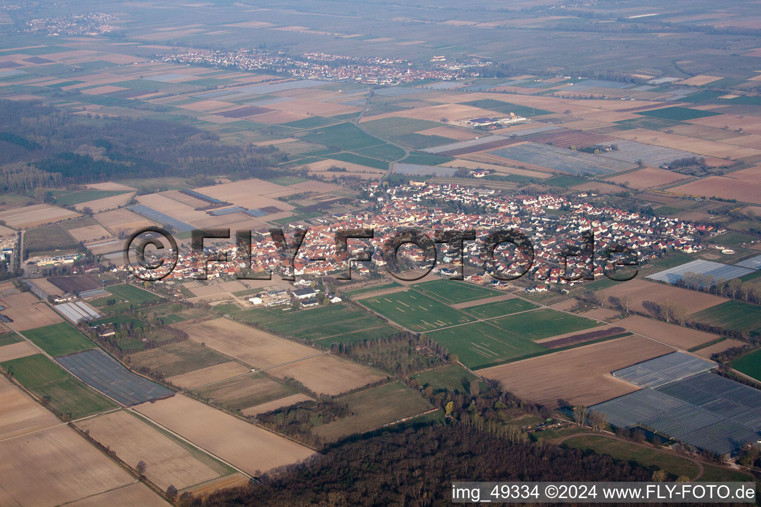 Zeiskam in the state Rhineland-Palatinate, Germany from the drone perspective