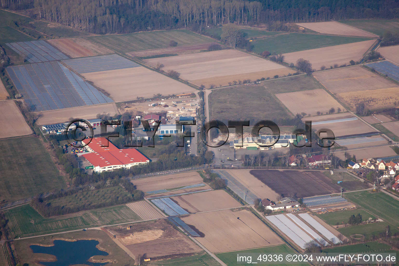 Zeiskam in the state Rhineland-Palatinate, Germany from a drone