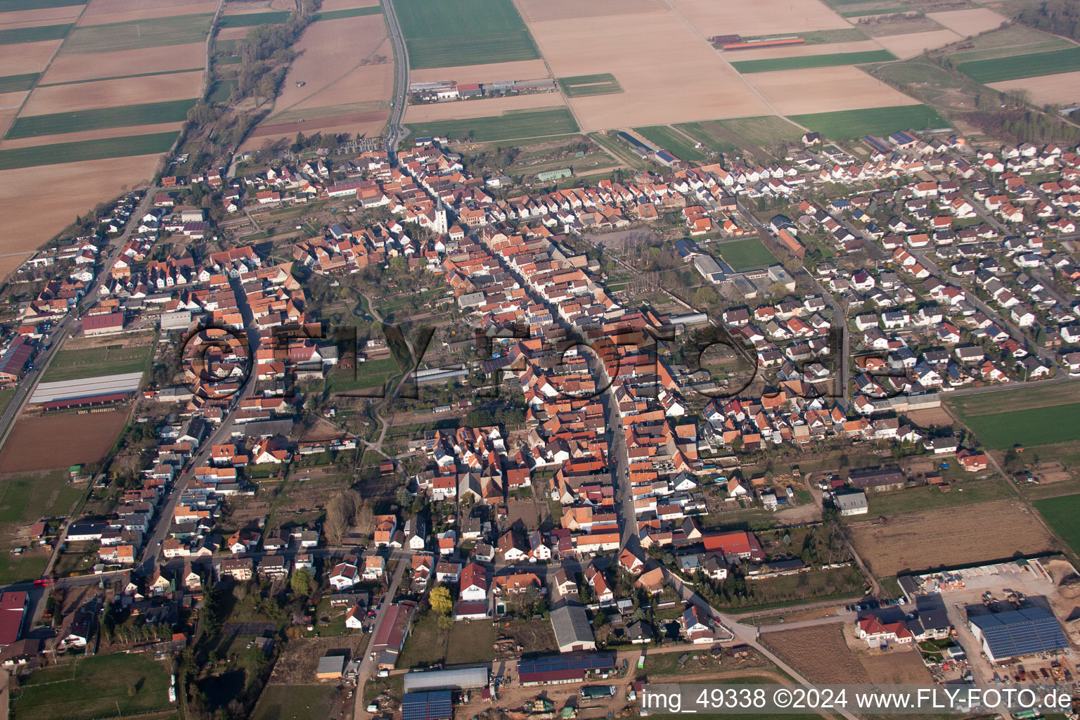 Aerial photograpy of Knittelsheim in the state Rhineland-Palatinate, Germany