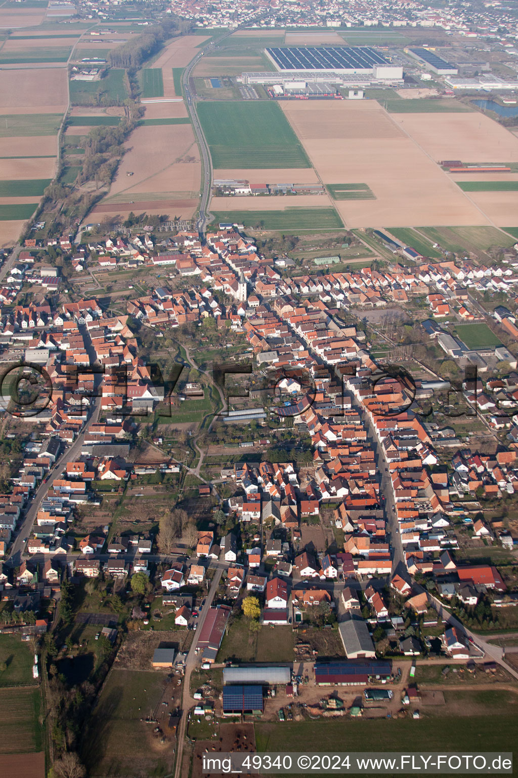 Knittelsheim in the state Rhineland-Palatinate, Germany from above