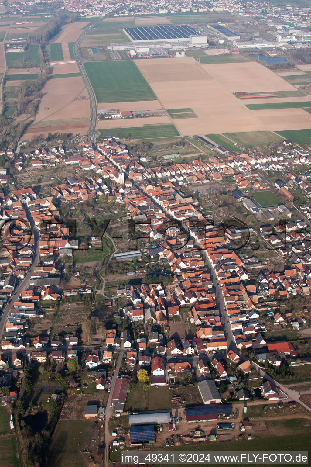 Knittelsheim in the state Rhineland-Palatinate, Germany out of the air