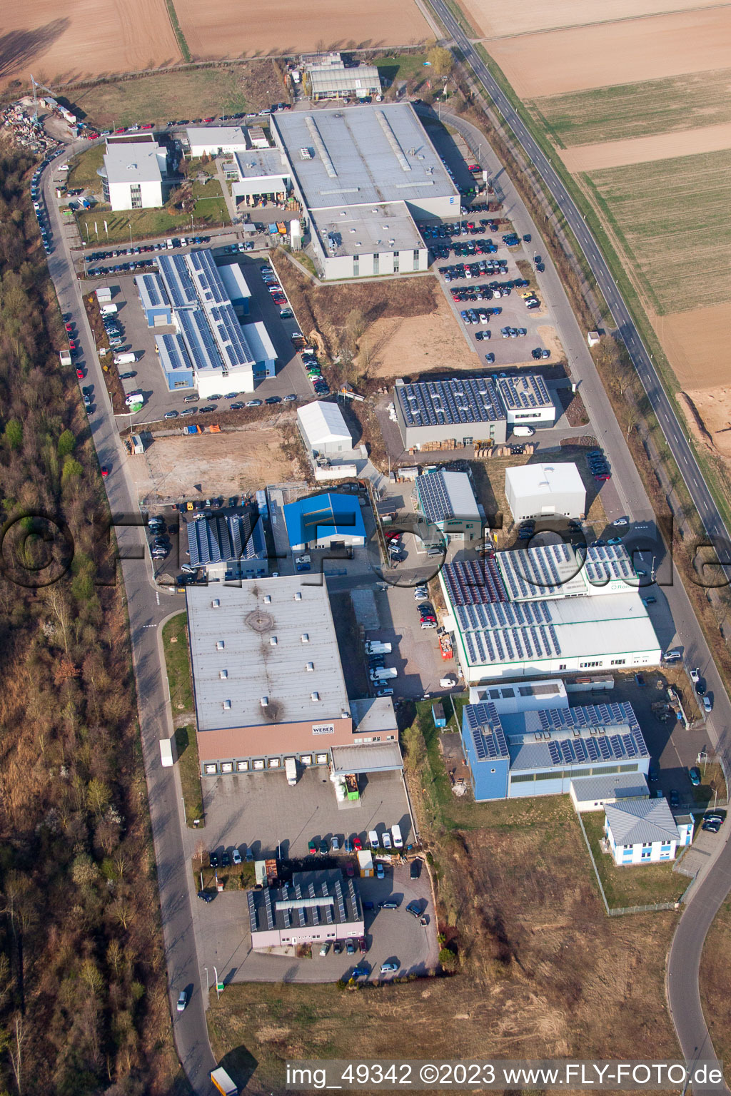 Industrial estate and company settlement with Eberspaecher catem GmbH & Co. KG in Herxheim bei Landau (Pfalz) in the state Rhineland-Palatinate, Germany