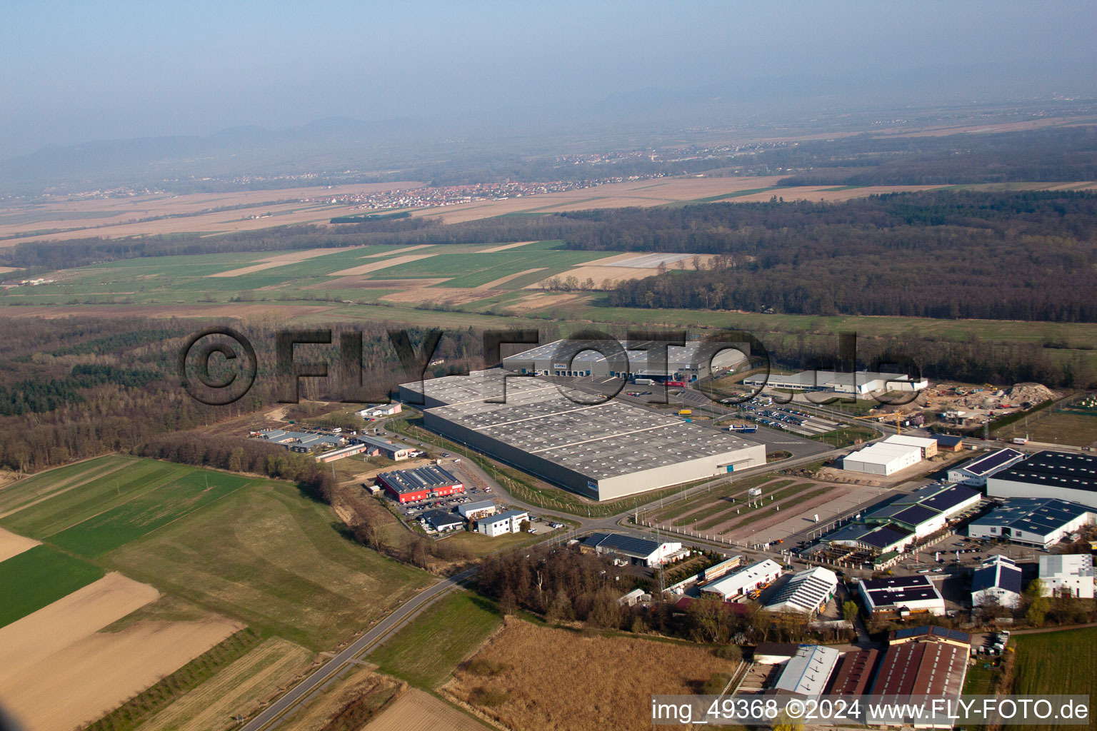 Horst Industrial Estate in the district Minderslachen in Kandel in the state Rhineland-Palatinate, Germany viewn from the air