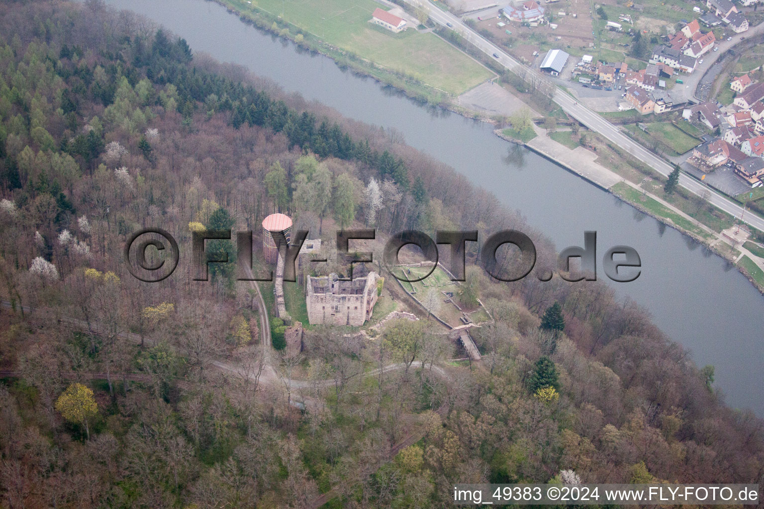 Aerial view of Neckargerach in the state Baden-Wuerttemberg, Germany