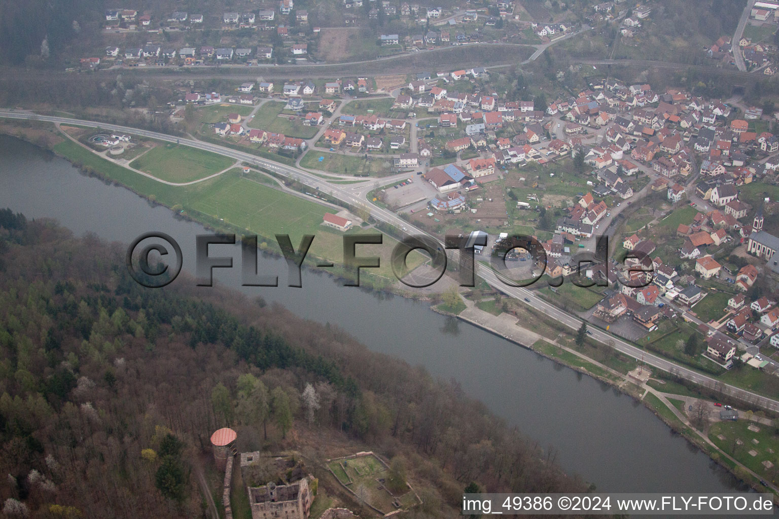 Aerial photograpy of Neckargerach in the state Baden-Wuerttemberg, Germany