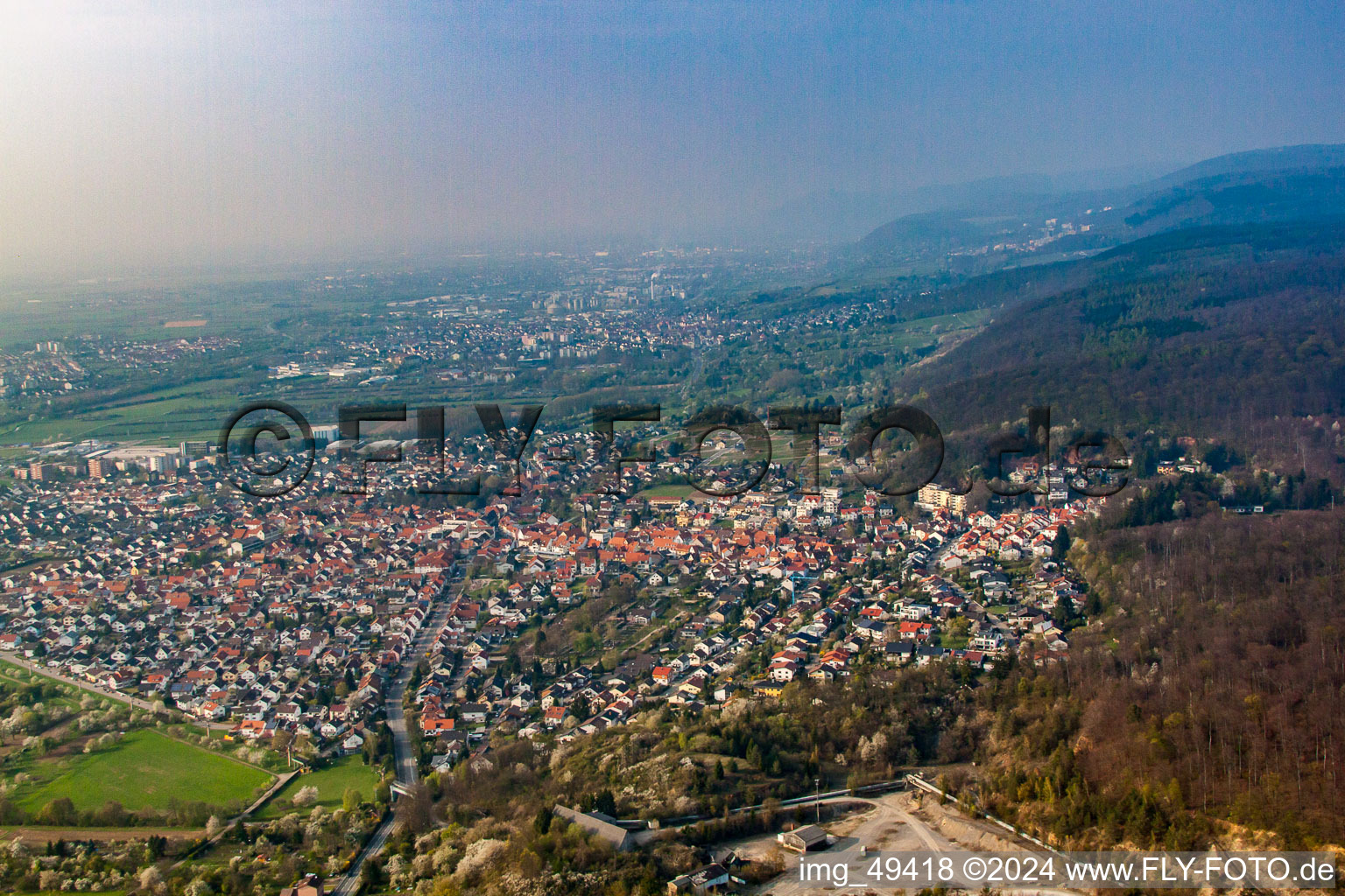 From the south in Nußloch in the state Baden-Wuerttemberg, Germany