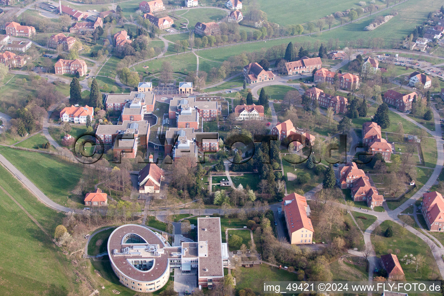 Hospital grounds of the Clinic Psychiatric Centre North-Baden in Wiesloch in the state Baden-Wurttemberg, Germany out of the air