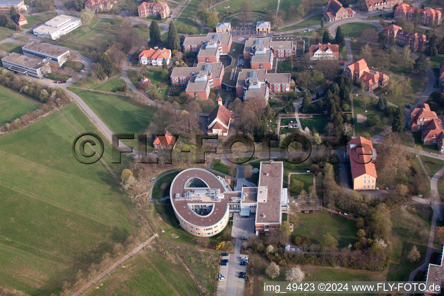 Aerial view of District Altwiesloch in Wiesloch in the state Baden-Wuerttemberg, Germany