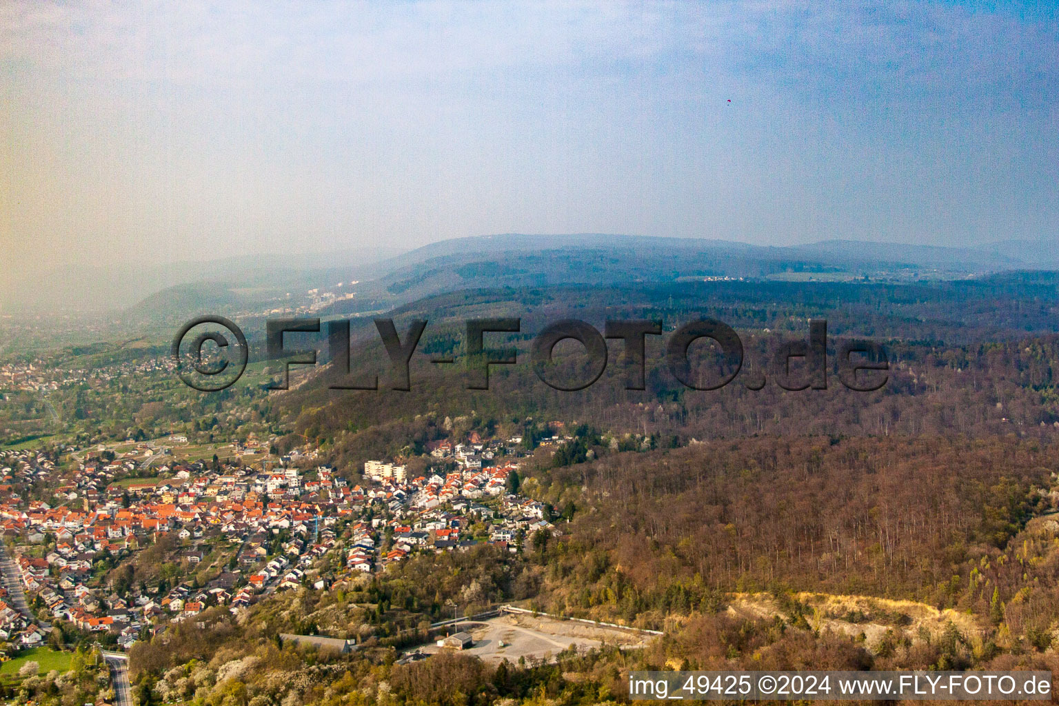 Aerial view of From the south in Nußloch in the state Baden-Wuerttemberg, Germany