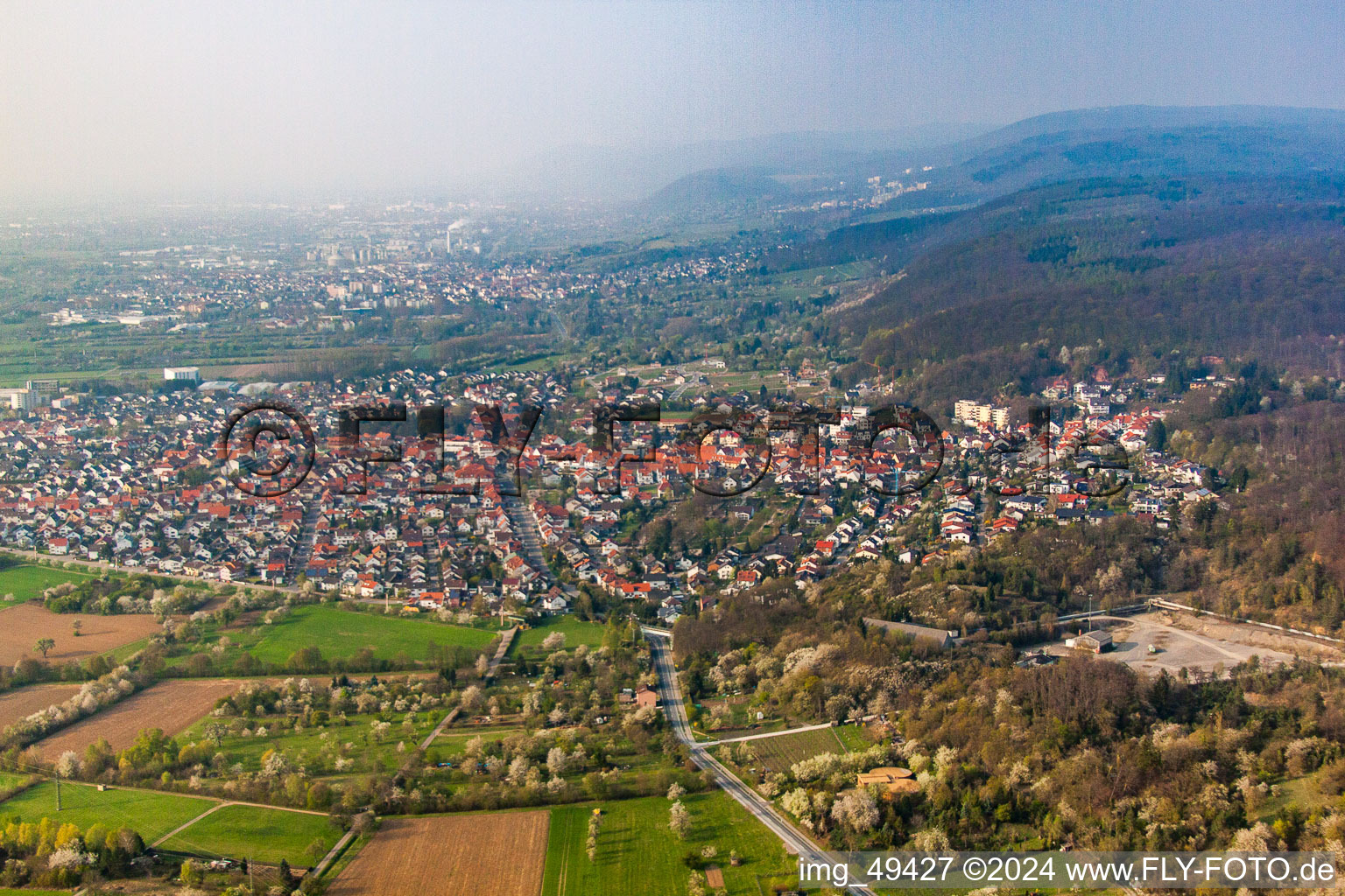 Nußloch in the state Baden-Wuerttemberg, Germany from the plane