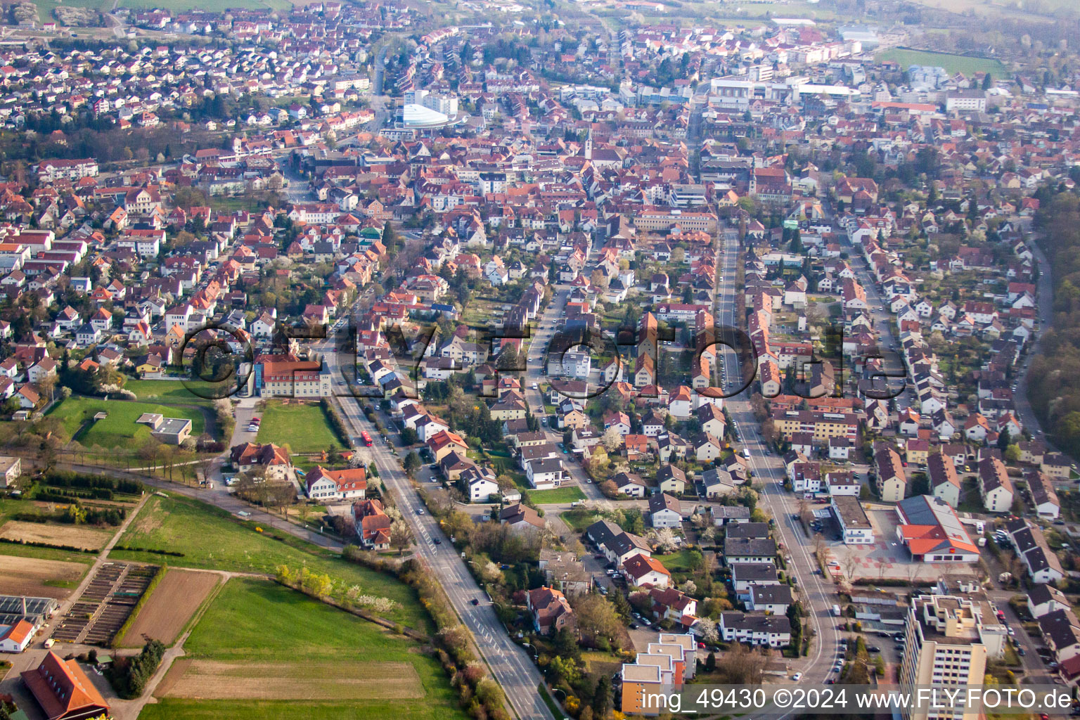 Heidelberger Straße from the north in Wiesloch in the state Baden-Wuerttemberg, Germany