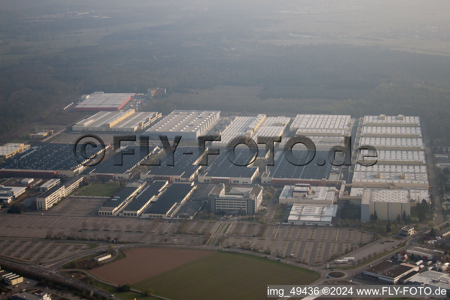 Aerial view of Industrial area, Heidelberger Druckmaschinen AG in Walldorf in the state Baden-Wuerttemberg, Germany