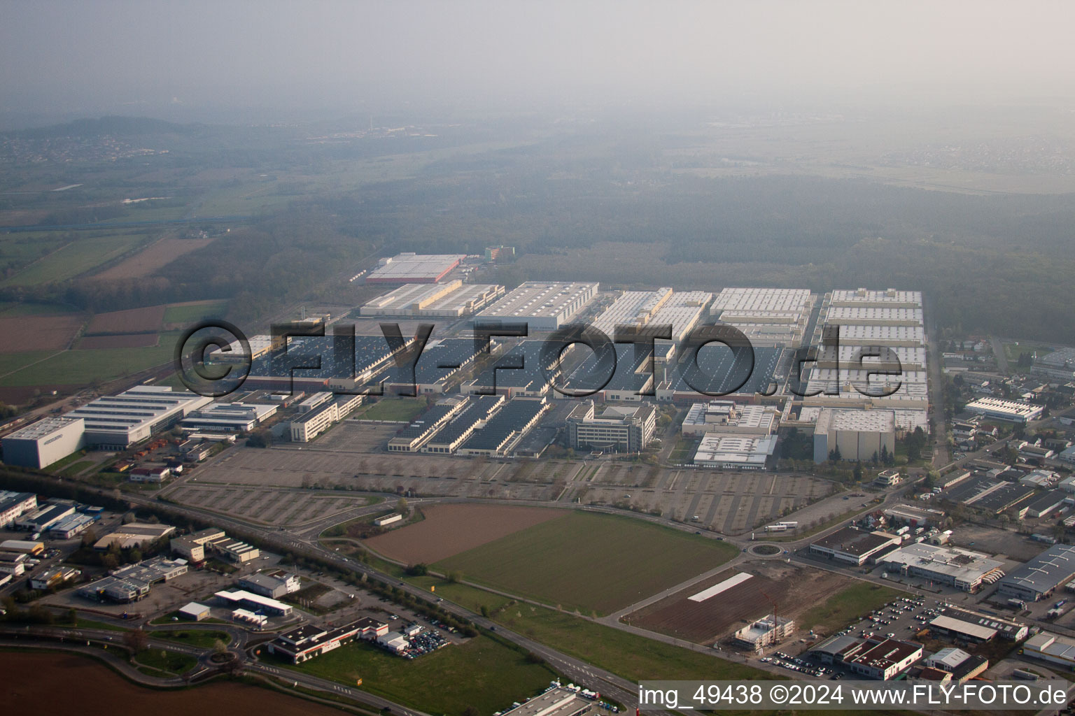 Aerial photograpy of Industrial area, Heidelberger Druckmaschinen AG in Walldorf in the state Baden-Wuerttemberg, Germany