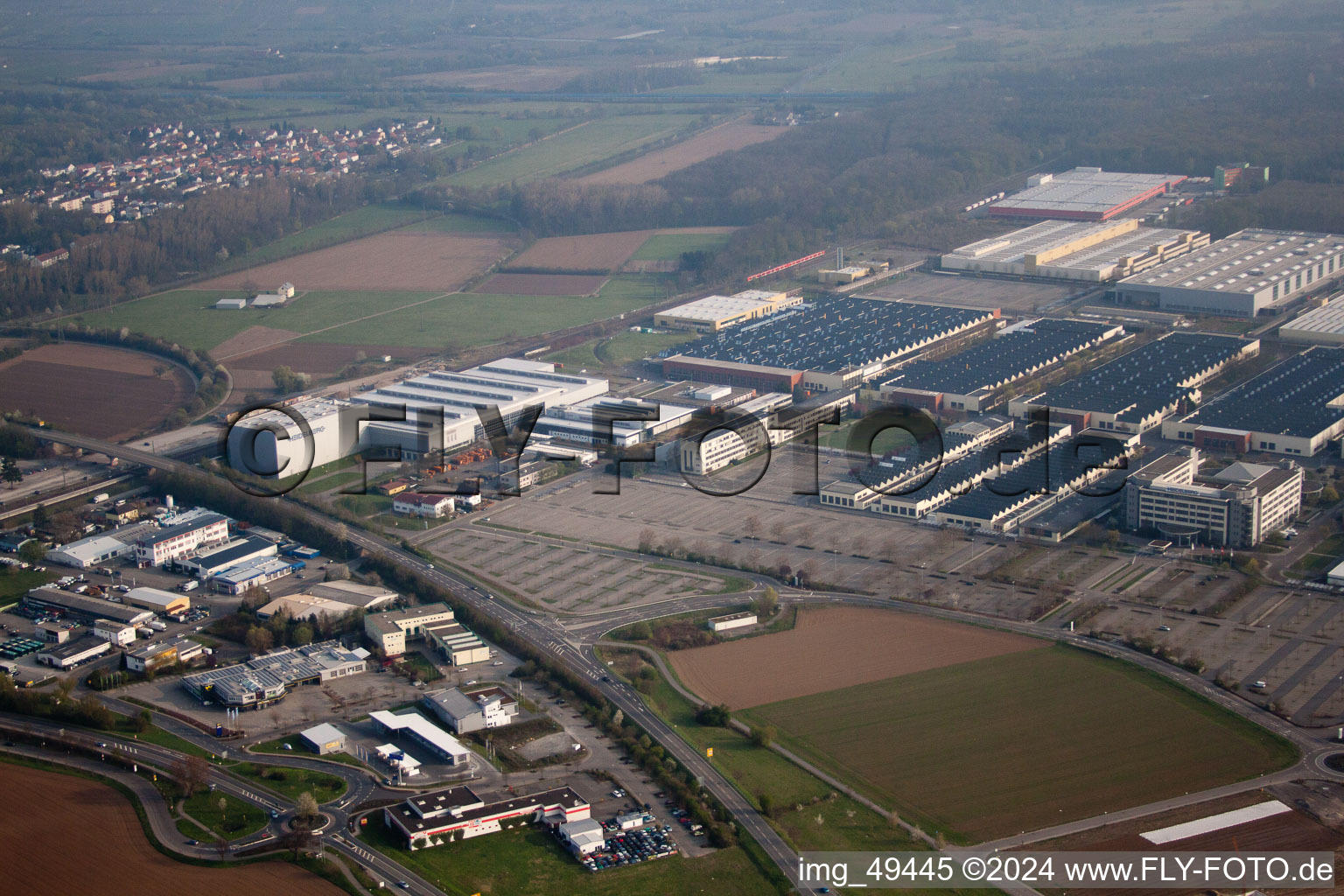 Aerial view of Industrial area in Walldorf in the state Baden-Wuerttemberg, Germany