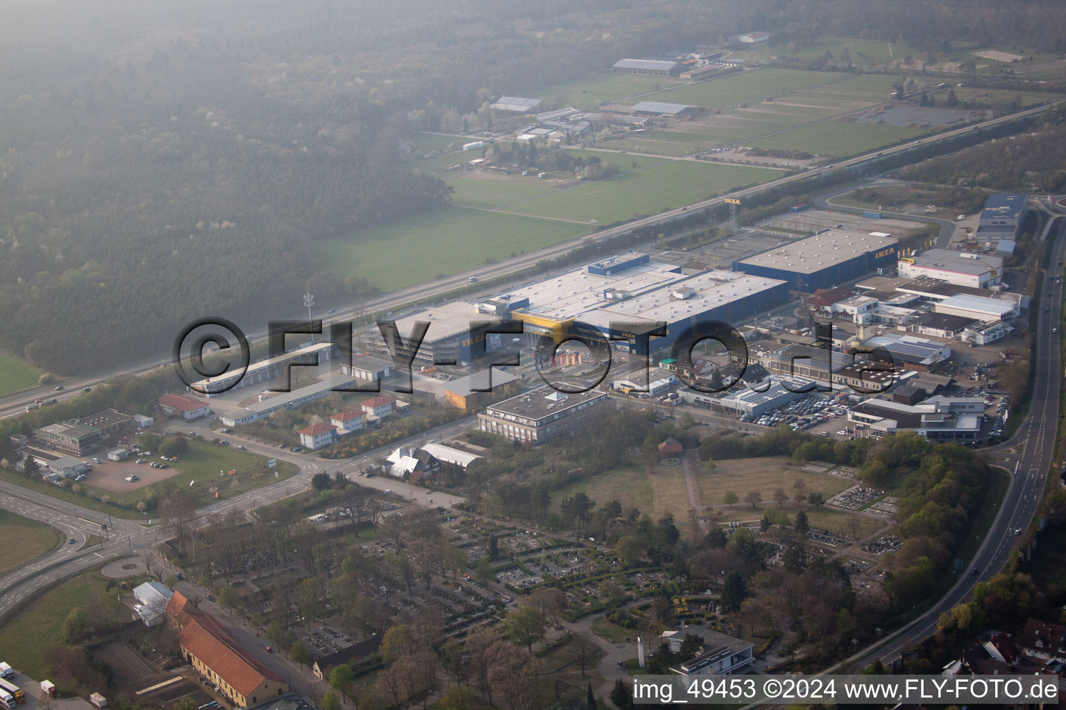 Bird's eye view of Walldorf in the state Baden-Wuerttemberg, Germany