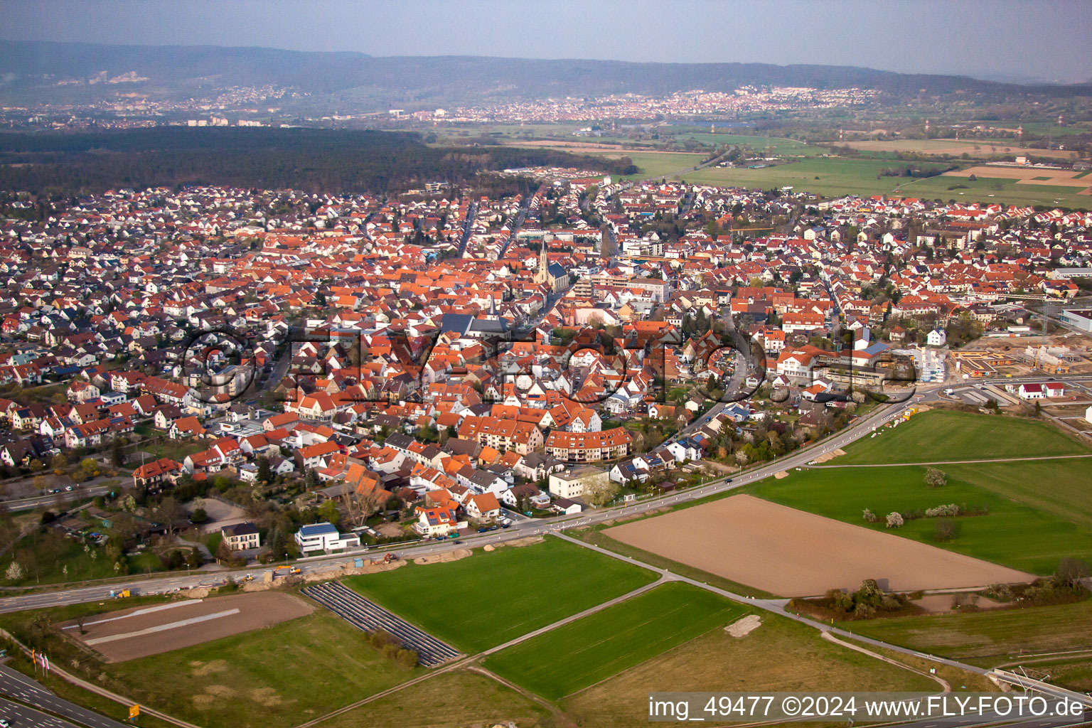 Drone image of Walldorf in the state Baden-Wuerttemberg, Germany