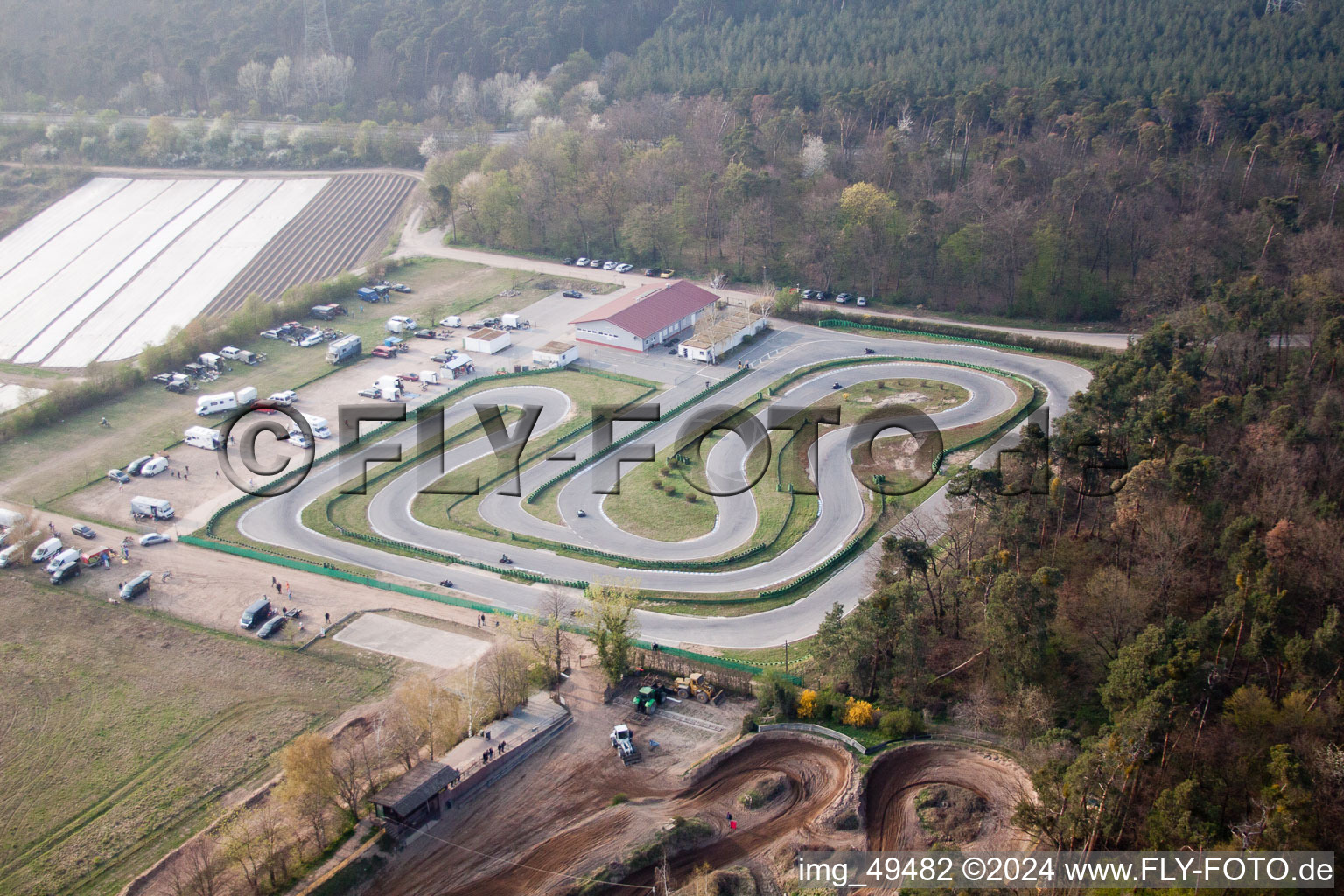 Aerial view of Karting track in Walldorf in the state Baden-Wuerttemberg, Germany